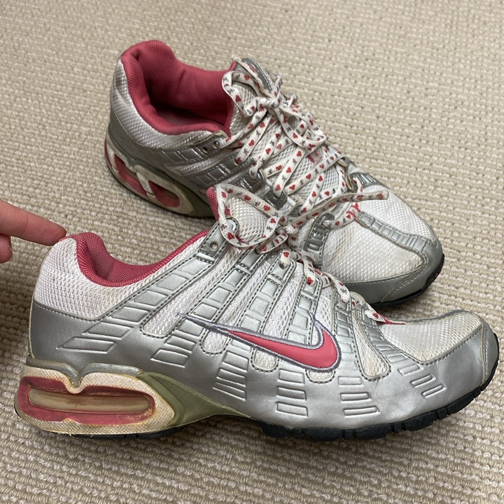 Nike Silver and Pink Max Air Sneakers (size 7)